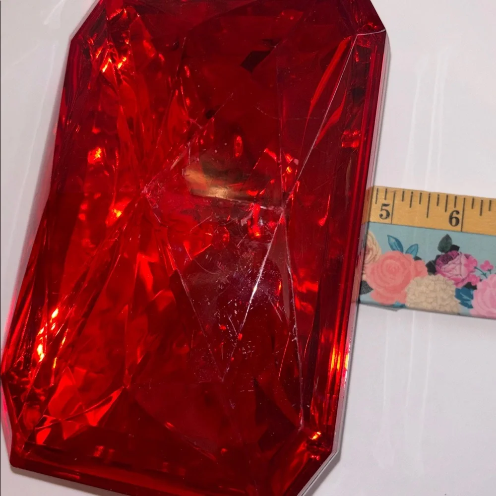 Red Faceted Ornaments Red Gem Christmas Ornaments Set of 6 Red Acrylic Gems